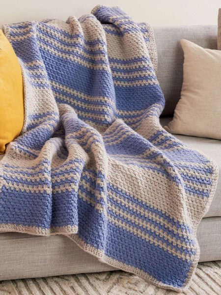 Linen Stitch Stripes Blanket by Yarnspirations