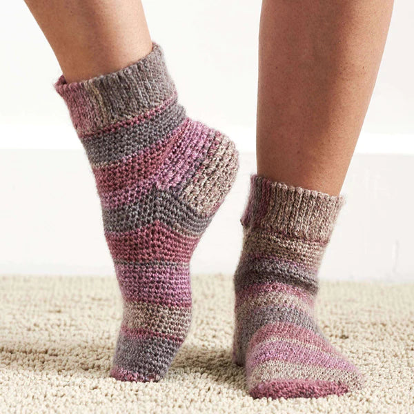 Slip Stitch Cuff Crochet Socks by Katherine Poole-Fournier