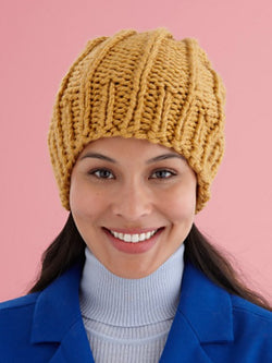 Easy Rib Knit Hat by Lion Brand Yarn