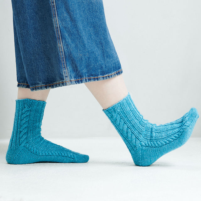 Toe-up Cabled Socks by Nicole Winer