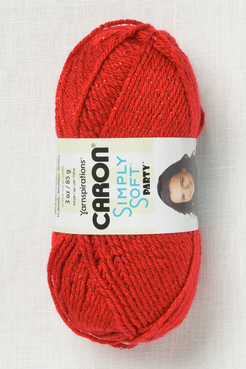 Caron Simply Soft Party Red Sparkle
