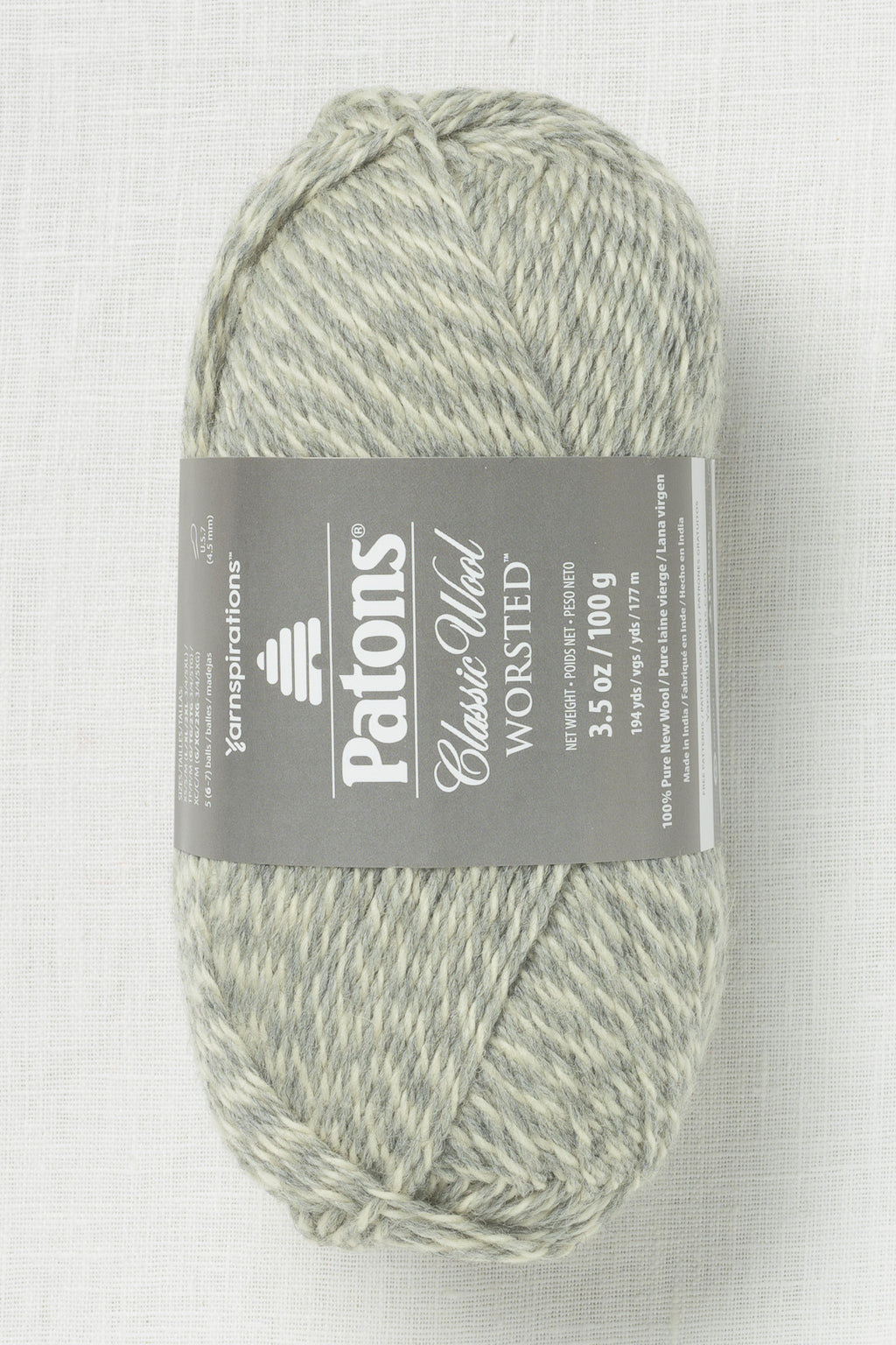 Patons Classic Wool Worsted Light Gray Marl